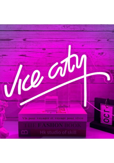 Pıloyınde Gta Neon Tabela, Vice City Neon Tabela, Gta Led Levha, Oyun Dekorasyonu, Duvar Dekorasyonu, Oyun Odası İçin Diğer