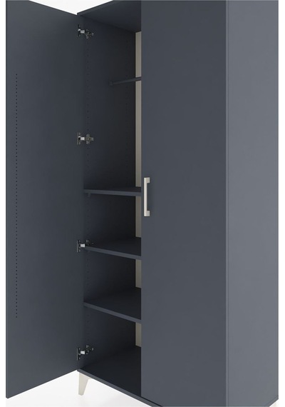 Hyperion Dolap 3 Raflı 2 Kapaklı Tek Askılı 88x44x195 Antrasit-antrasit Antrasit