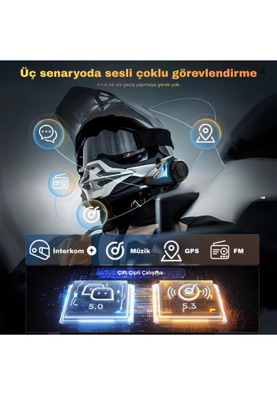 Moman H2e Motosiklet İnterkomu Çift Kanallı