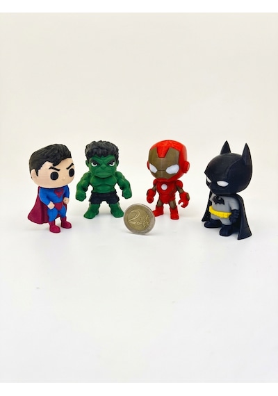 Süper Kahraman Oyuncak Figürleri 4adet Superman Batman Hulk Ironman 7cm Marvel