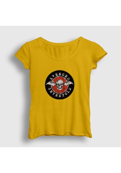 Presmono Kadın Red Avenged Sevenfold T-shirt Sarı