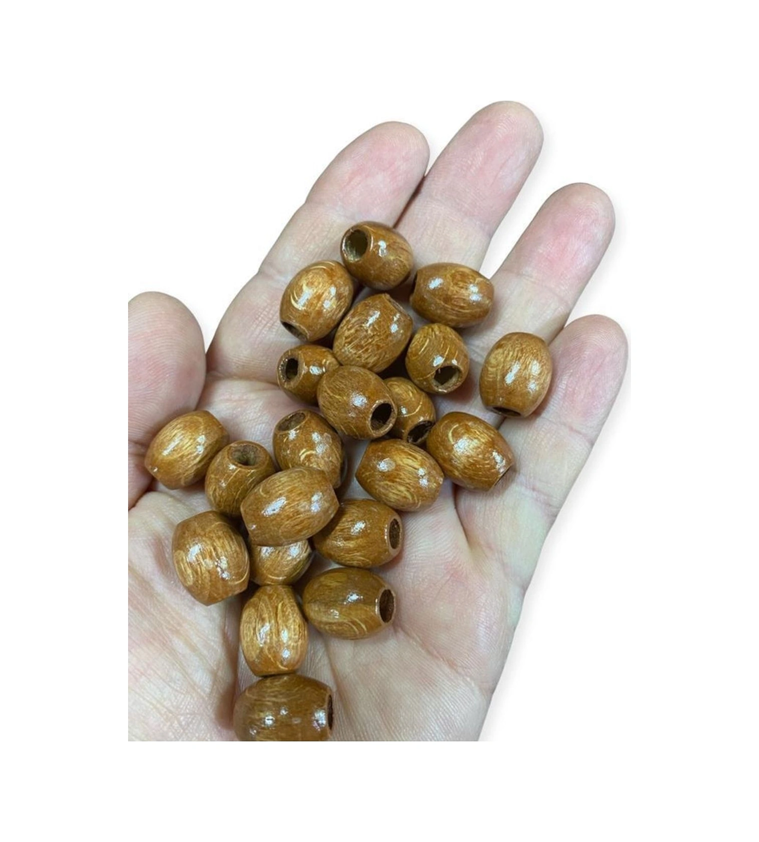 15mm Oval Meşe Rengi Ahşap Boncuk - 30 Adet -