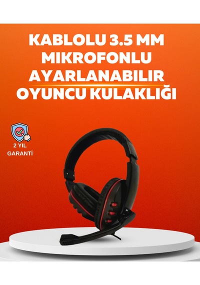 Stereo Kırmızıkulaklığı Yumuşak Pedli Mikrofonlu -