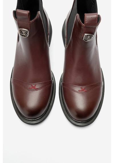 Luvi Shoes Sıdney Bordo Cilt Hakiki Deri Tokalı Lastikli Kadın Bot
