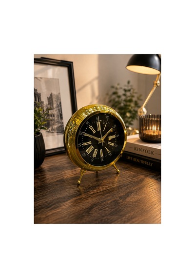 Sleep Nova Gold Vintage Roma Rakamlı Dekoratif Masa Saati Altın