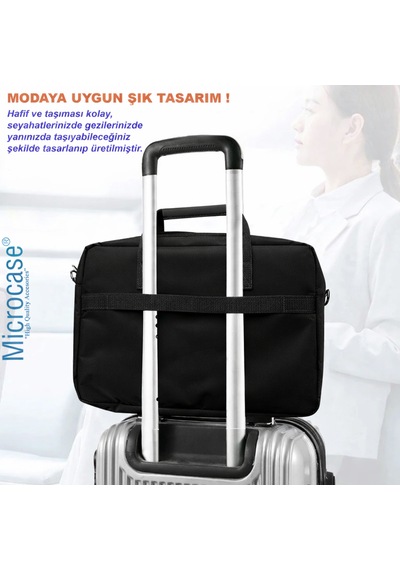 Microcase Samsung Active 4 Pro / Active 5 Pro 10.1'' İle Uyumlu Apple Uyumlu MacBook Laptop Çantası 2 Bölmeli Siyah Al5559
