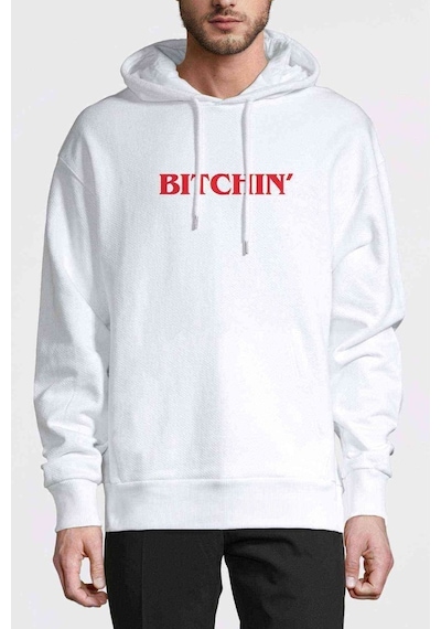 Stanger Things Bitchin' Baskılı Beyaz Erkek Örme Kapşonlu Sweat