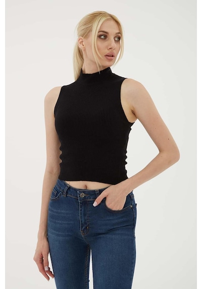 Fashion Friends 23k0064k1 Kadın Yarım Balıkçı Triko Bluz 23K0064K1-R1534 Siyah