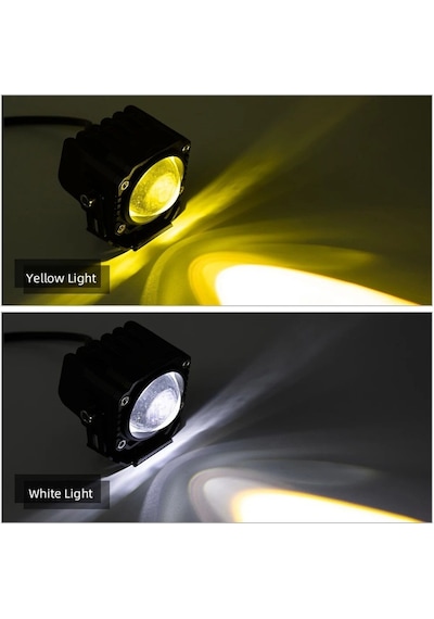 3'' Beyaz Sarı Led Spot Off Road, Motosiklet Sis Farı Çalışma Lambası 12-24v 20w