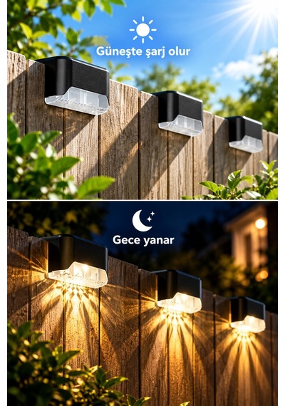 Jasper 4'lü Solar Güneş Enerjili Basamak Aydınlatma Su Geçirmez Dış Mekan Merdiven Çit Lambası Gün Işık