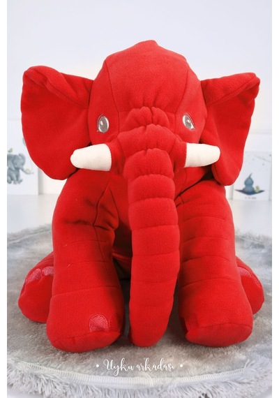 Dev Boy Uyku Arkadaşım Fil Kırmızı Jumbo Boy 60cm.