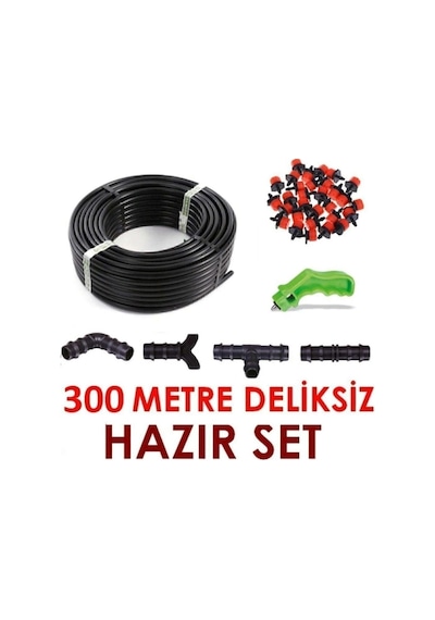 300 Metre Deliksiz Düz Damla Sulama Sistemi Ve Ek Parçaları Tohum Hediyelidir