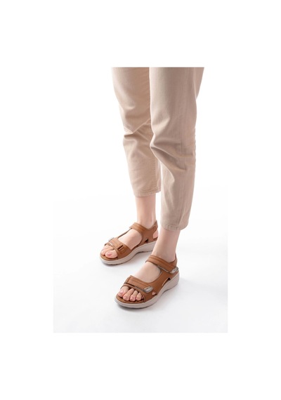 Dm-363 Taba Baret Cırtlı Dikişli Günlük Kadın Sandalet Taba
