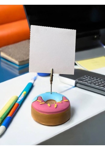 Pembe Mavi Pasta Desenli Donut Model Temalı Fotoğraf Not Tutacak Ofis Masası Not Tutacağı Hediyelik Pembe Mavi