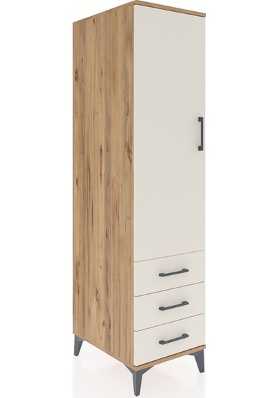 Kronos Dolap 2 Raflı 3 Çekmeceli Tek Kapaklı 44x59x182 Çam-ay... Çam