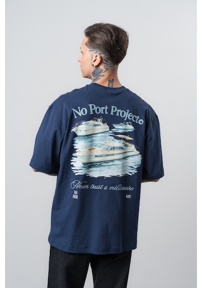 Respire Erkek No Port Baskılı Oversize T-shirt Lacivert