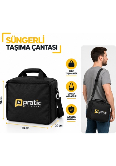 Pratic Teleprompter Pro Plus Set Kumanda Çanta Tripod Yerli Üretim