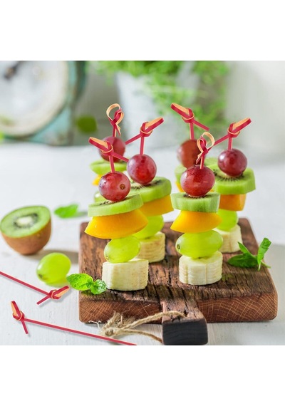 Bambu Kırmızı Düğümlü Kürdan 9 Cm 100 Lü