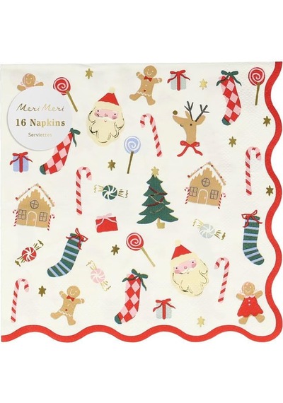 Meri Meri - Jolly Christmas Large Napkins - Yeni Yıl Peçeteler L 16'lı