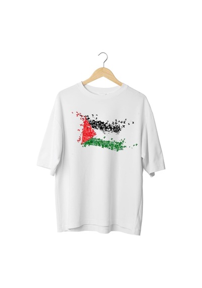 Panda Baskı Tekstil Özgür Filistin Özel Tasarım Tshirt Beyaz