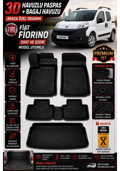 Fiat Fiorıno 2016 Model Uyumlu 3d Araca Özel Havuzlu Paspas+bagaj Havuzu Birebir Uyum
