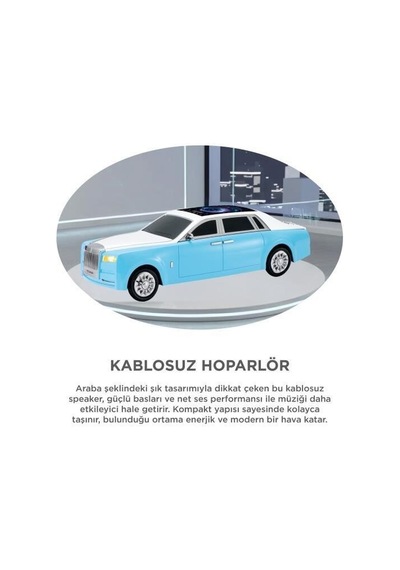 Özel Üretim Bluetooth Hoparlör D82 Mavi 15w Sunum Cihaz Araba Şekilli