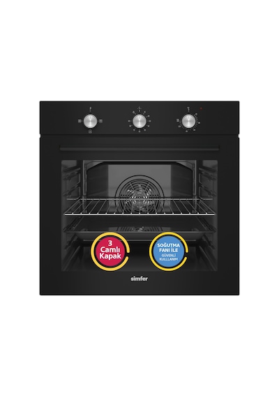 Simfer 4 Fonksiyon Trend Mekanik Siyah Power Turbo 3'lü Ankastre Set (Fırın + Ocak + Davlumbaz)