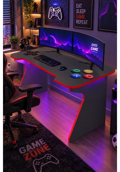 Profesyonel Rgb Ledli Oyuncu Masası 140 75 75 Cm Bilgisayar Masası Gamer Çalışma Masası Antrasit Profesyonel Rgb Ledli Oyuncu Masası 140 75 75 Cm Bilgisayar Masası Gamer Çalışma Masası Antrasit