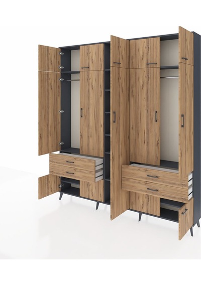 Arges Dolap 12 Raflı 4 Çekmeceli 2 Askılı 220x30x243 Antrasit-çam/çam Atlas Çam/atlas Çam Arges Dolap 12 Raflı 4 Çekmeceli 2 Askılı 220x30x243 Antrasit-çam/çam Atlas Çam/atlas Çam