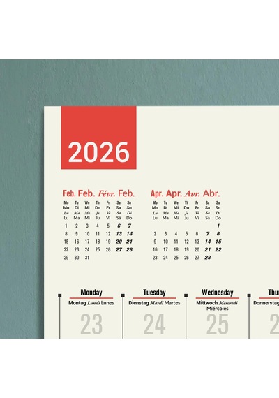 2027 Çok Dilli Takvim, Dil Öğrenme Aylık Planlayıcı Takvimi, İngilizce, Almanca, Fransızca, İspanyol