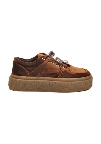 Guja Kahve Nubuk Bağcıklı Yüksek Taban Kadın Sneaker 25k475 Z Kahve