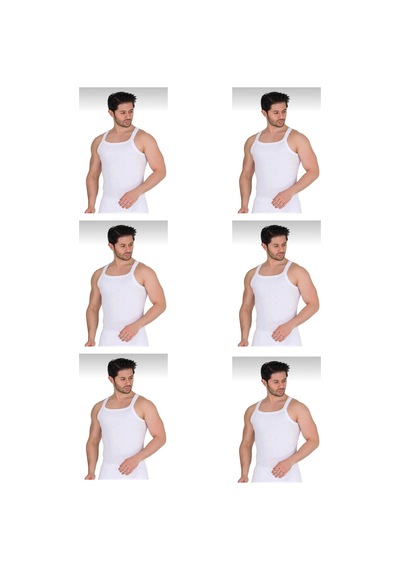 Berrak Erkek Yazlık İnce Askılı Fitilli Kaşkorse Atlet Pamuklu 6'lı Paket beyaz