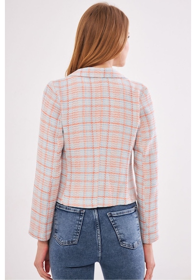 Armonika Kadın Çok Renkli Kruvaze Yaka Tüvit Crop Ceket Arm-24k001014
