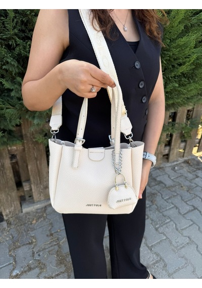 Just Polo Kadın Yeni Sezon 3 Bölmeli Yumuşak Deri Lüks Ve Şık Dokunuş El & Omuz Çantası Shoulder Bag Krem 06726199