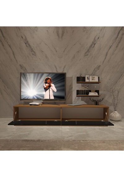 Decoraktiv Eko 4b Mdf Std Tv Ünitesi Tv Sehpası Ceviz - Siyah