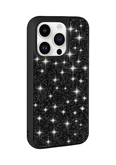 Zore İphone 14 Pro Max Uyumlu Parlak Taşlı Tasarım Pırlanta Nvth Kılıf-siyah