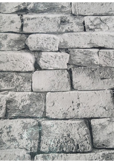 Üç Boyutlu Taş Desenli Silinebilir Duvar Kağıdı Gri