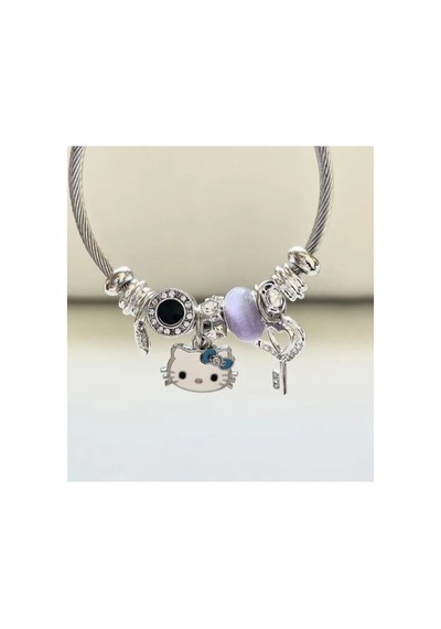 Lunarie Hello Kitty Figürlü Dolu Charm Kelepçe Bileklik Çok renkli