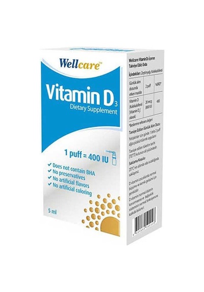 Wellcare Vitamin D3 İçeren Diyet Takviyesi 5 Ml 1 Fıs 400 Iu