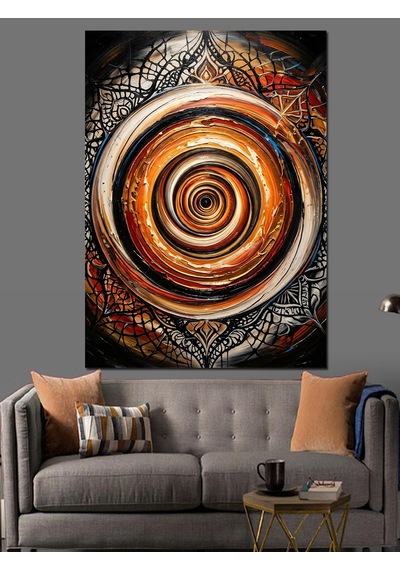 Altın Sarısı Spiral Girdap Formu Dekoratif Kanvas - Mdf Ahşap Tablo