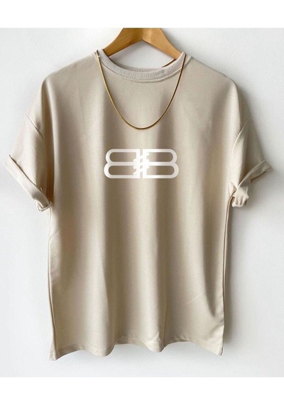 Flood Of Style Erkek Bej Bb Baskılı Tshirt