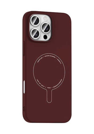 Maks Technology iPhone Uyumlu 16 Pro Kılıf M-safe Şarj Özellikli Kamera Korumalı Mkst Elio Sert Pc Kapak - Bordo