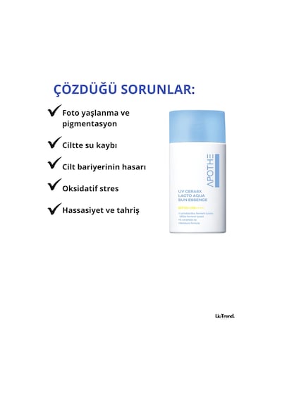 Apothe Uv Cera6x Lacto Aqua Sun Ess. Spf50+/pa+++ 50 Ml Nemlendirici Güneş Kremi Özü