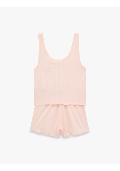 Koton Modal Kumaş Rahat Kalıp Askılı Şortlu Pijama Takımı Pembe 6slk40157mk