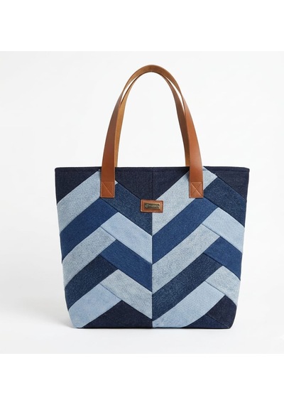 Kadın Patchwork Denim Çok Parçalı Tote Çanta Özel Tasarım Kot Omuz Çantası Çok renkli