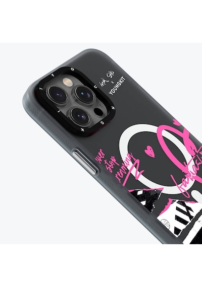 Apple Uyumlu iPhone 15 Pro Kılıf Magsafe Şarj Özellikli Shu Tasarımlı Youngkit Dreamland Serisi Siyah