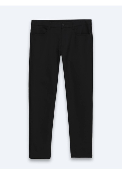 Kip Siyah Düz Dokuma Slim Fit Spor Pamuk Karışımlı Pantolon