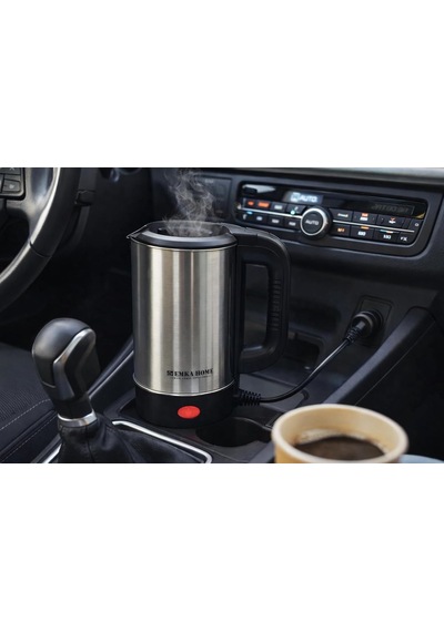 Aksu Emka Home 24v 800ml Araç Kettle Su Isıtıcı Çakmaklık Girişli Paslanmaz Çelik Gösterge Işıklı