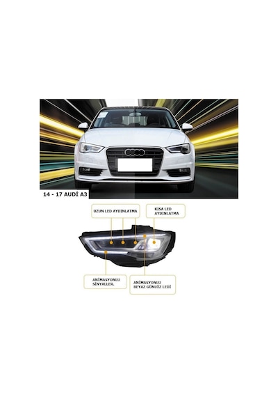 Autogp Audi A3 Ön Far Lambası Facelift Model Ledli Matrix 2013 / 2017 8v Tak Çalıştır