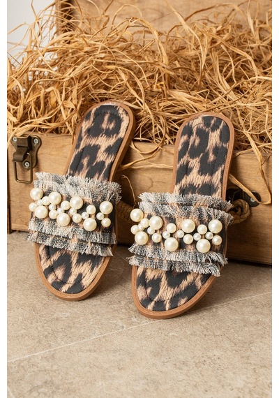 Dabab Shoes Mınoa Kadın İnci Detaylı Hasır Dokulu Animal Desenli Leopar Düz Terlik Çok Renkli Dabab Shoes Mınoa Kadın İnci Detaylı Hasır Dokulu Animal Desenli Leopar Düz Terlik Çok Renkli